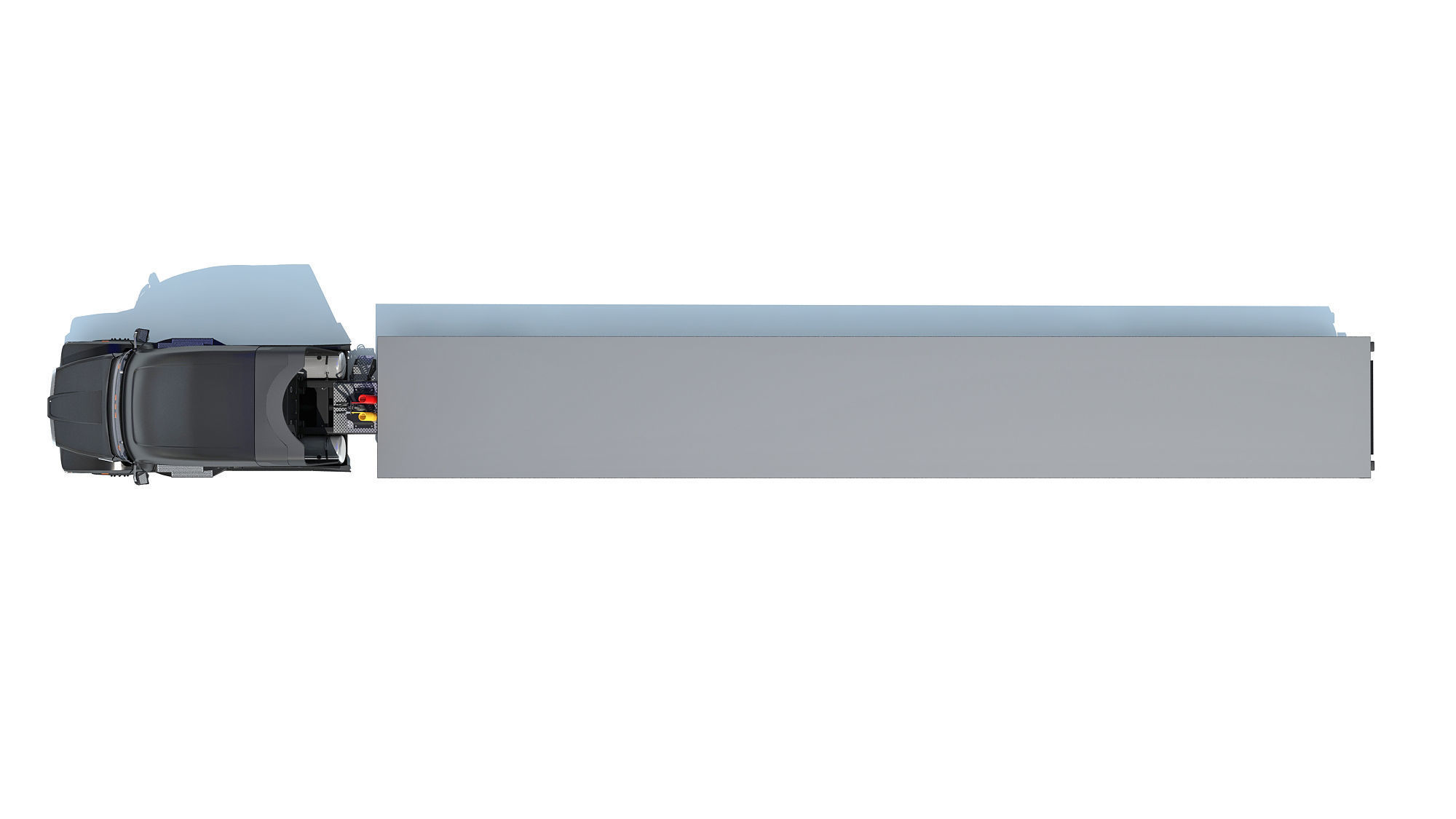 Truck with Flatbed Trailer 3D model_11