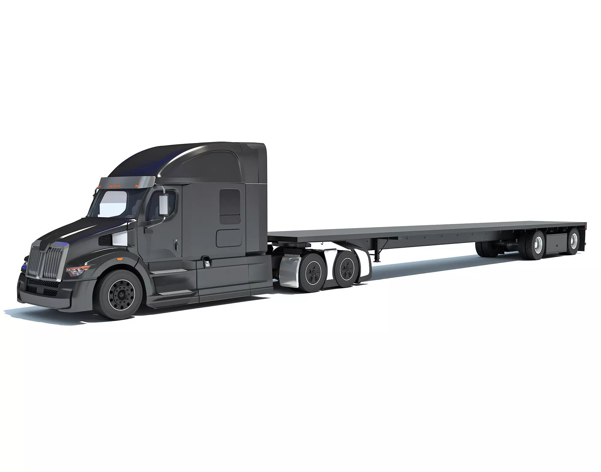 Truck with Flatbed Trailer 3D model_0