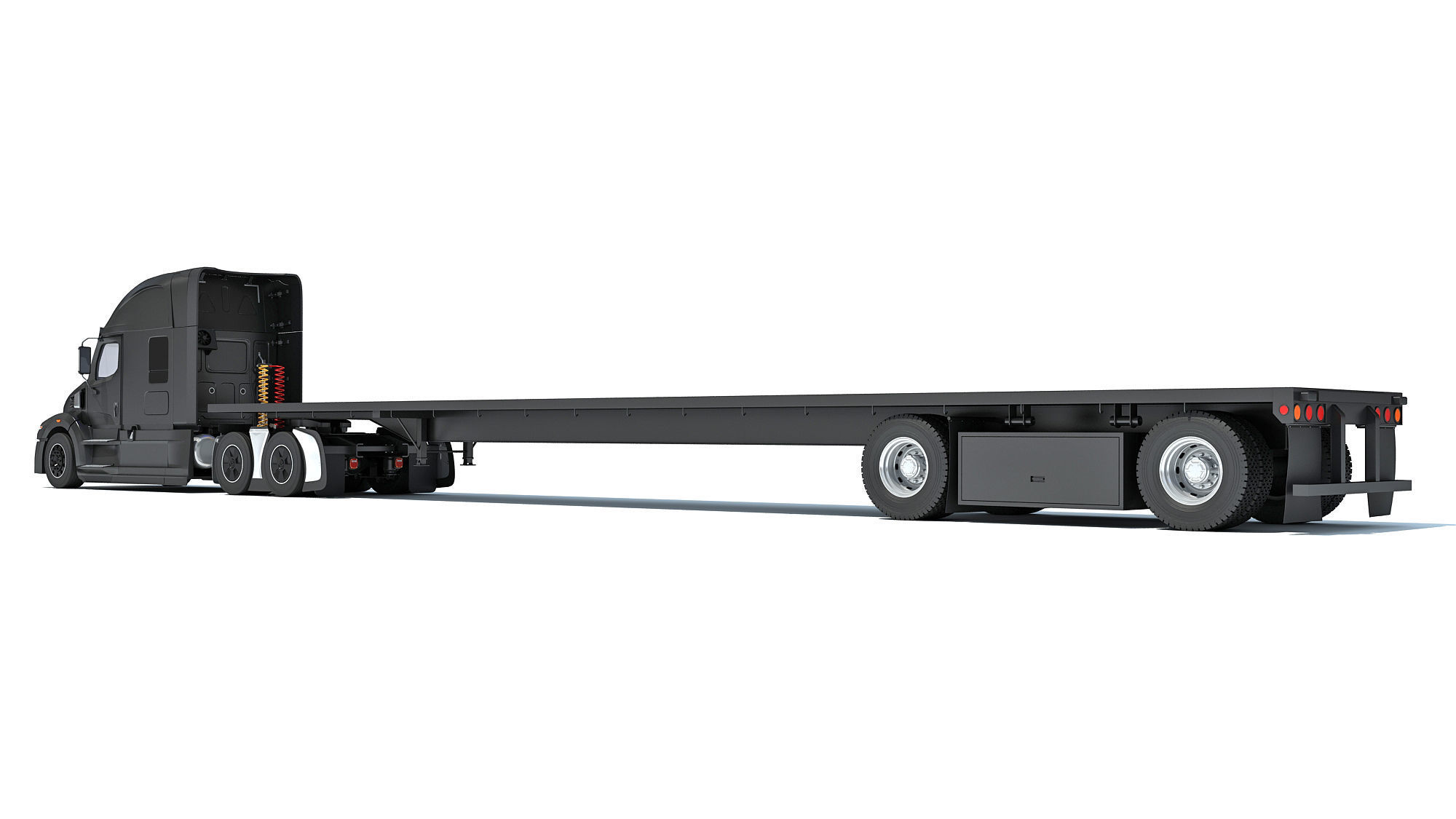 Truck with Flatbed Trailer 3D model_2