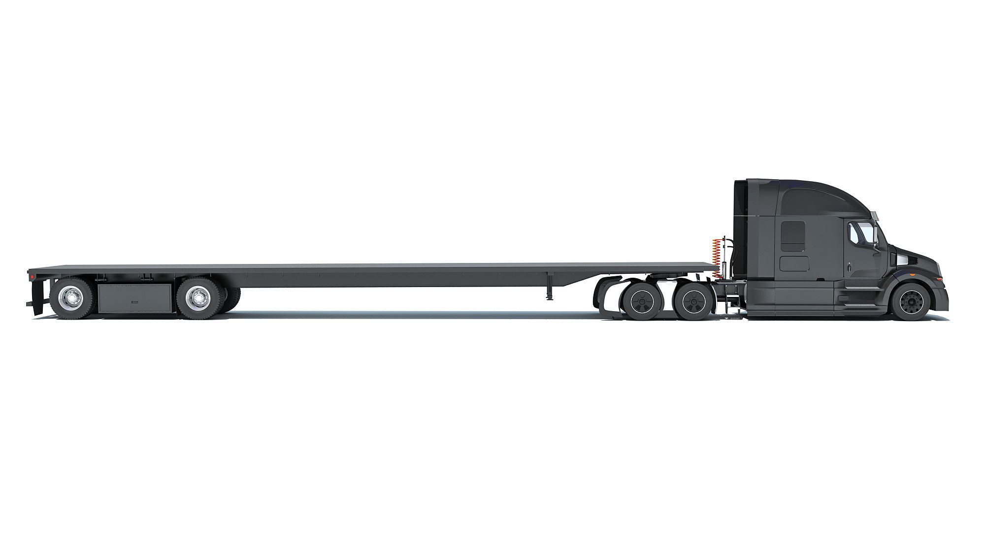 Truck with Flatbed Trailer 3D model_5