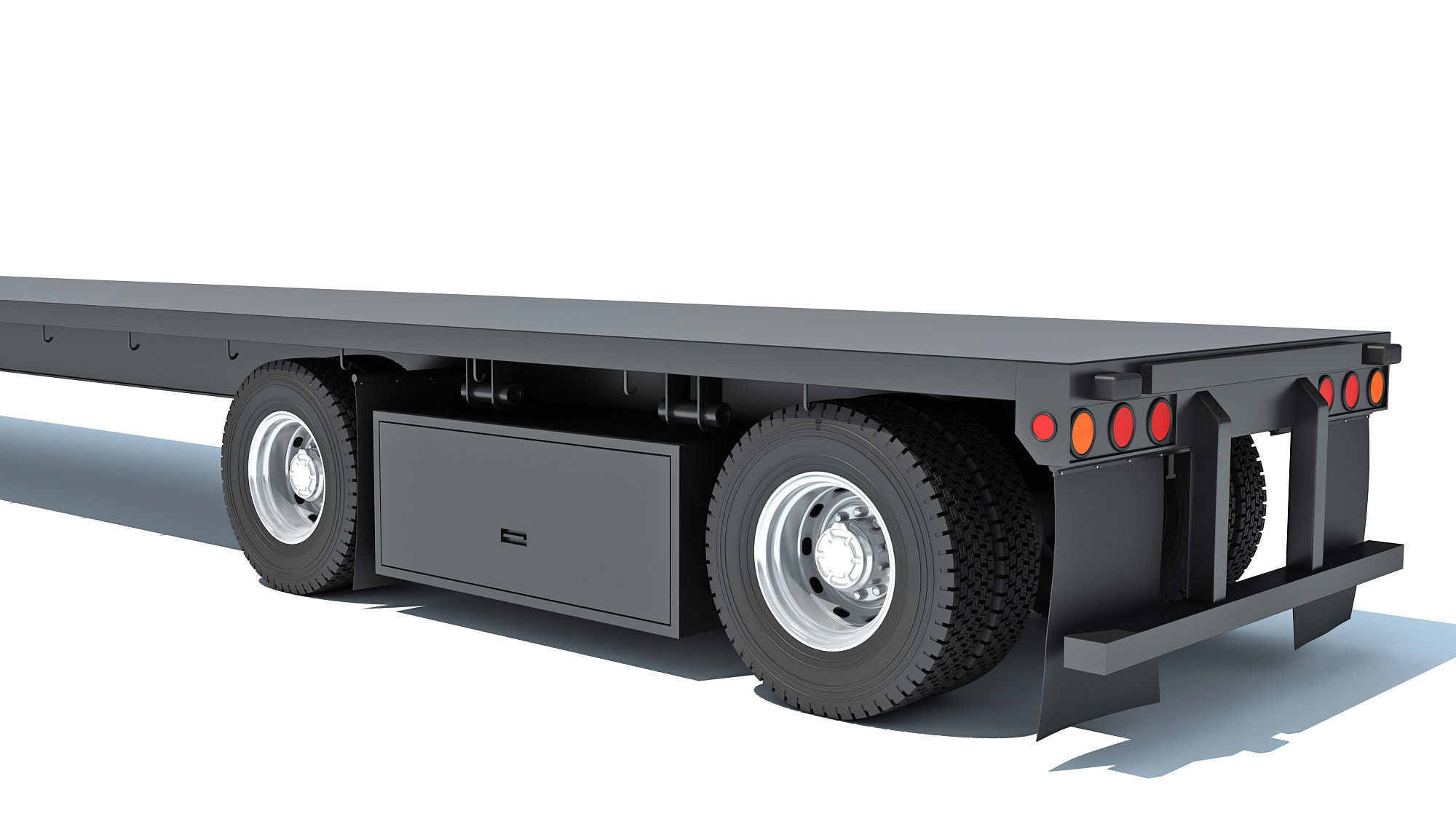 Truck with Flatbed Trailer 3D model_15