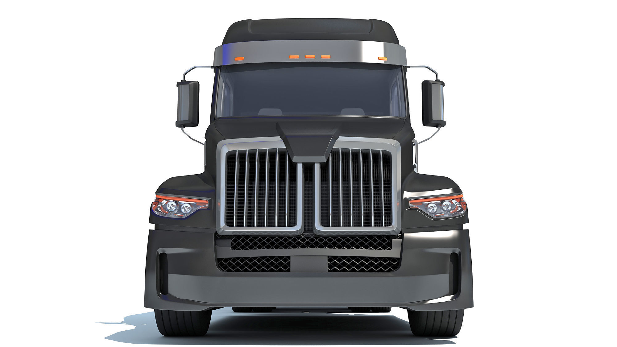 Truck with Flatbed Trailer 3D model_10