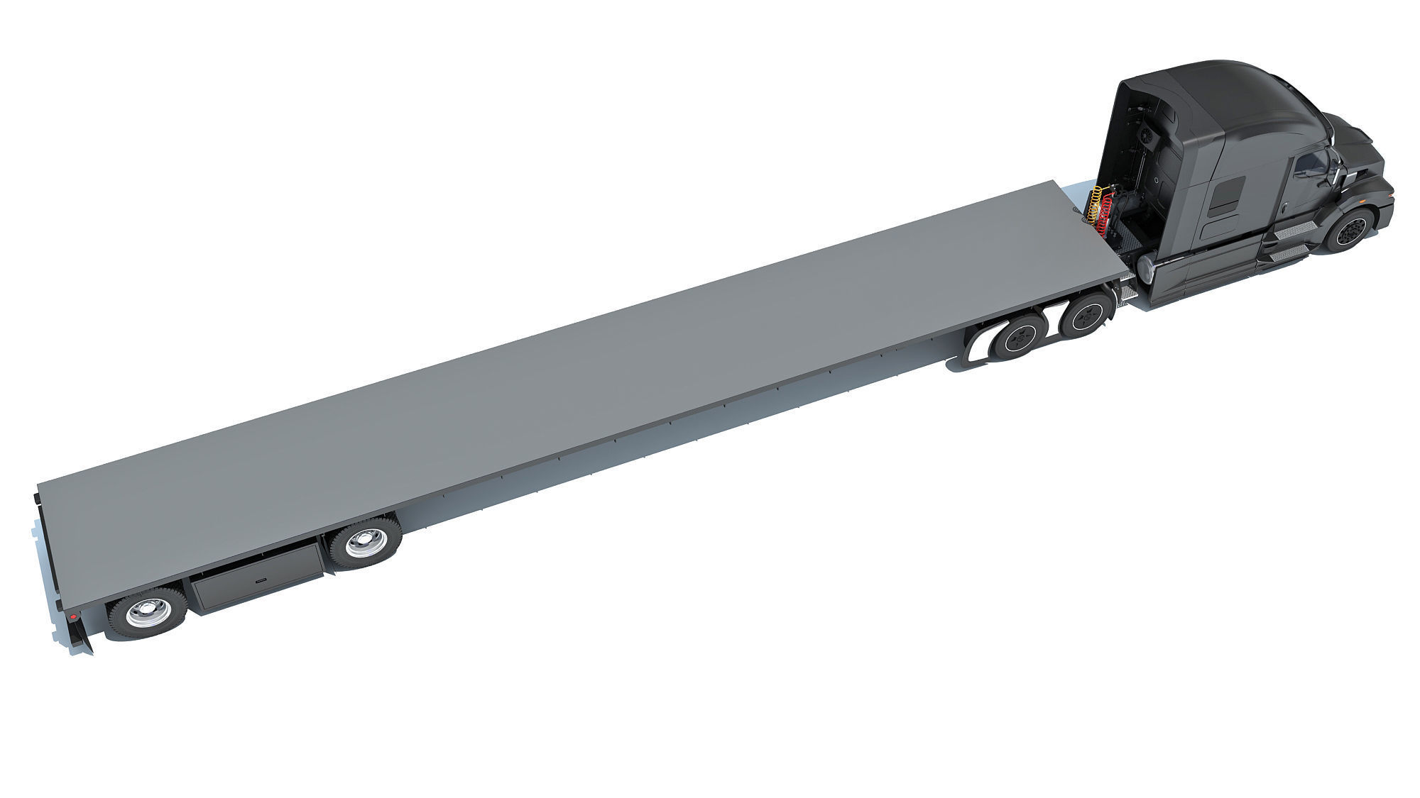 Truck with Flatbed Trailer 3D model_6