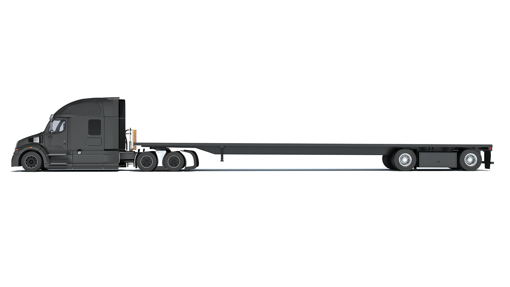 Truck with Flatbed Trailer 3D model_1