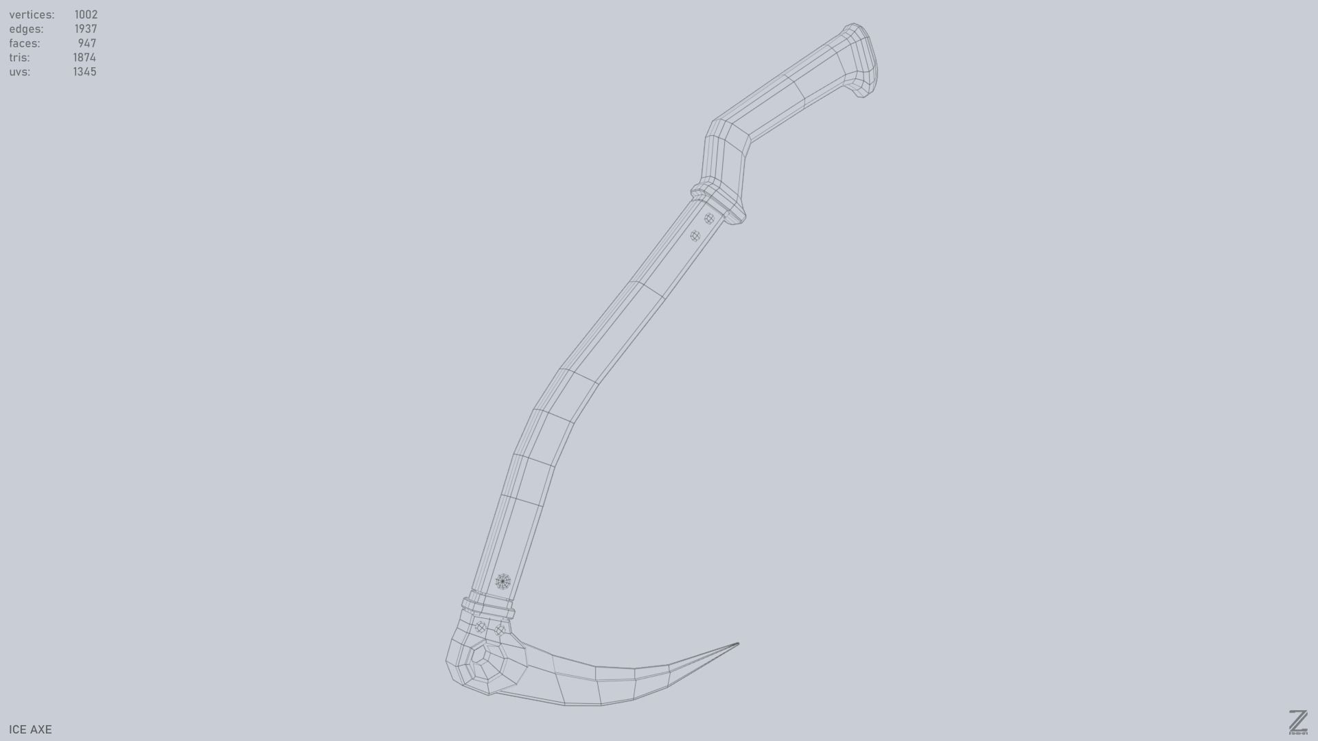 Ice axe Low-poly 3D model_15