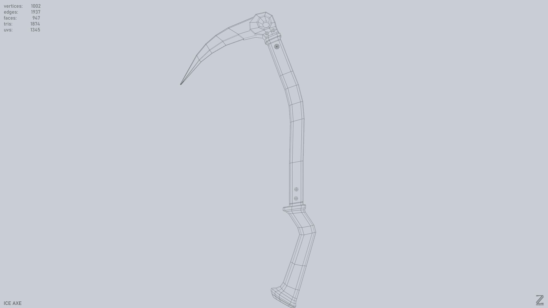 Ice axe Low-poly 3D model_9