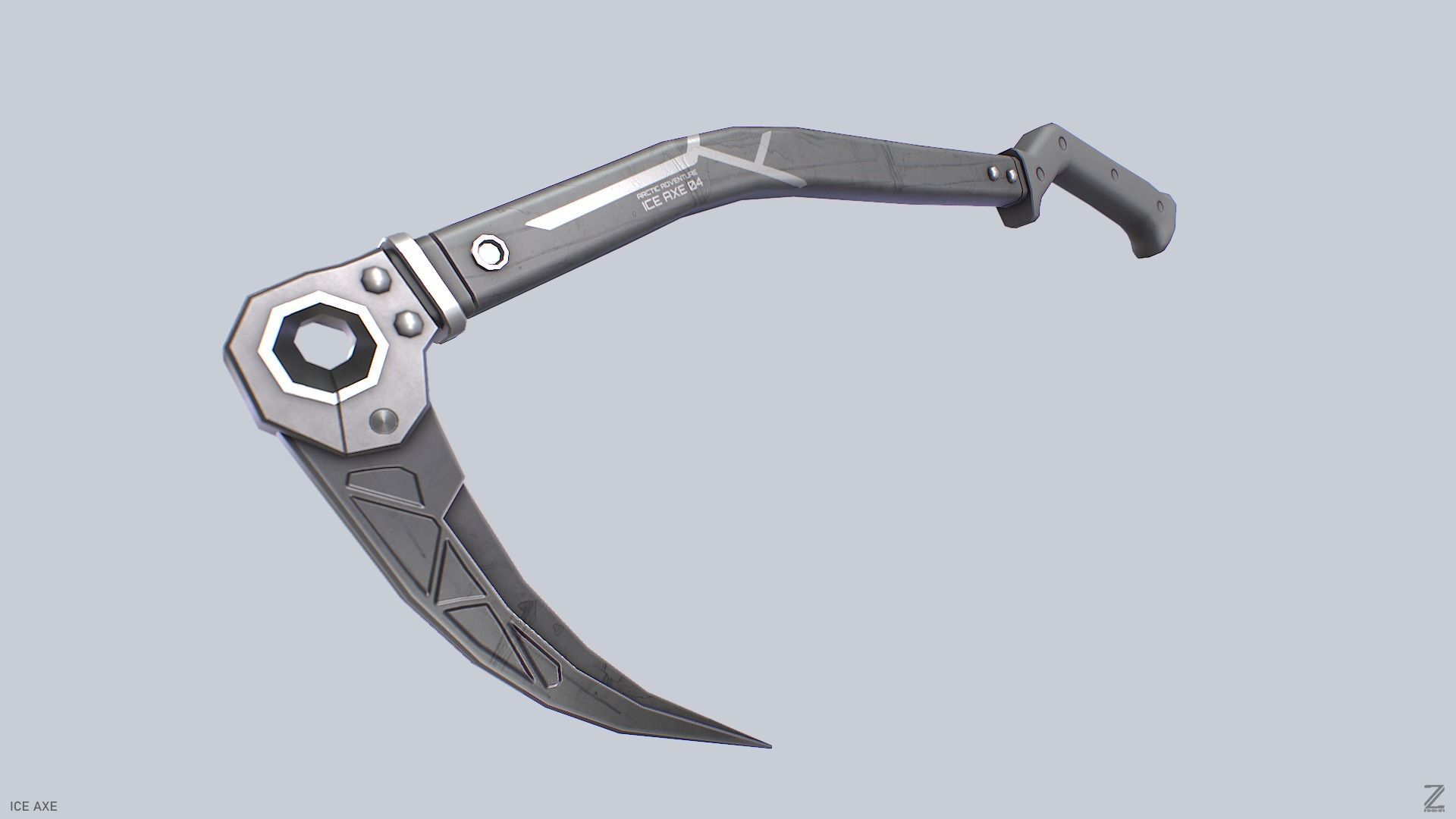 Ice axe Low-poly 3D model_6