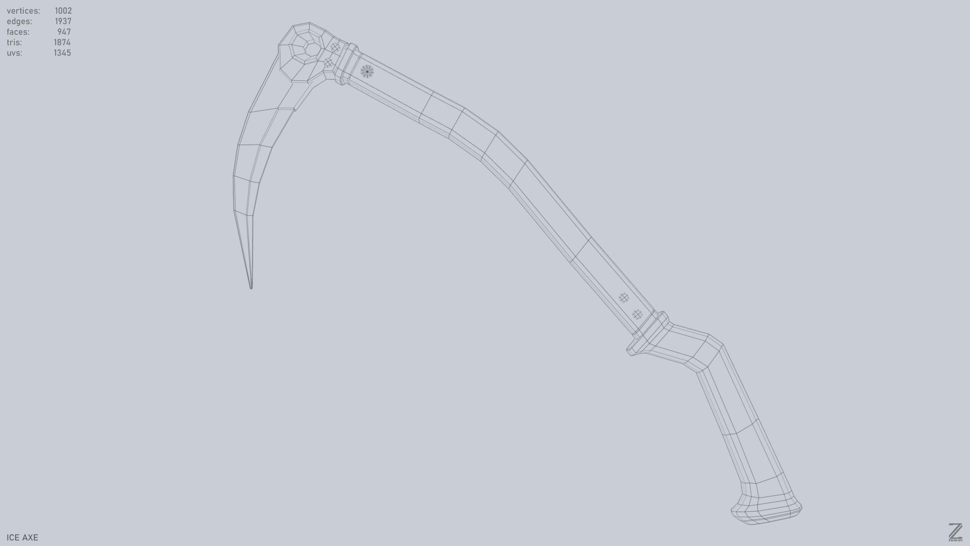 Ice axe Low-poly 3D model_10