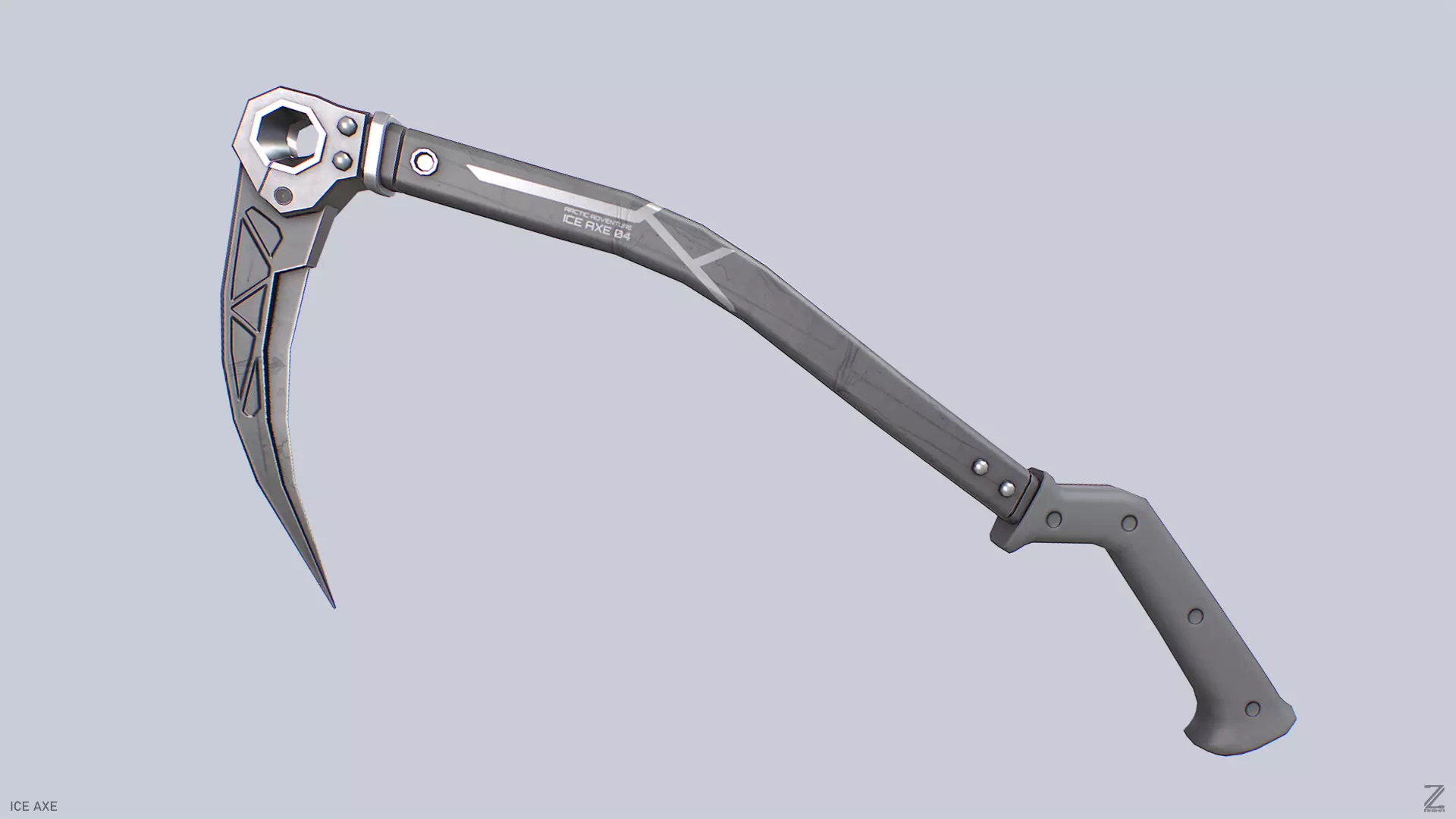 Ice axe Low-poly 3D model_0