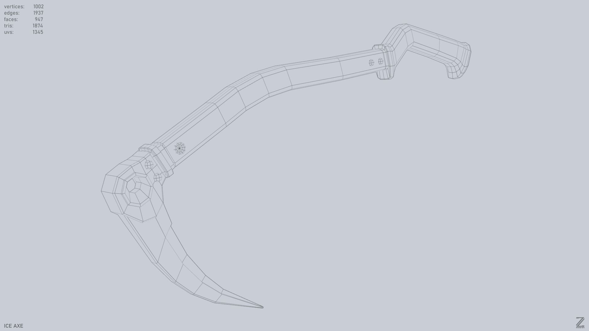 Ice axe Low-poly 3D model_11