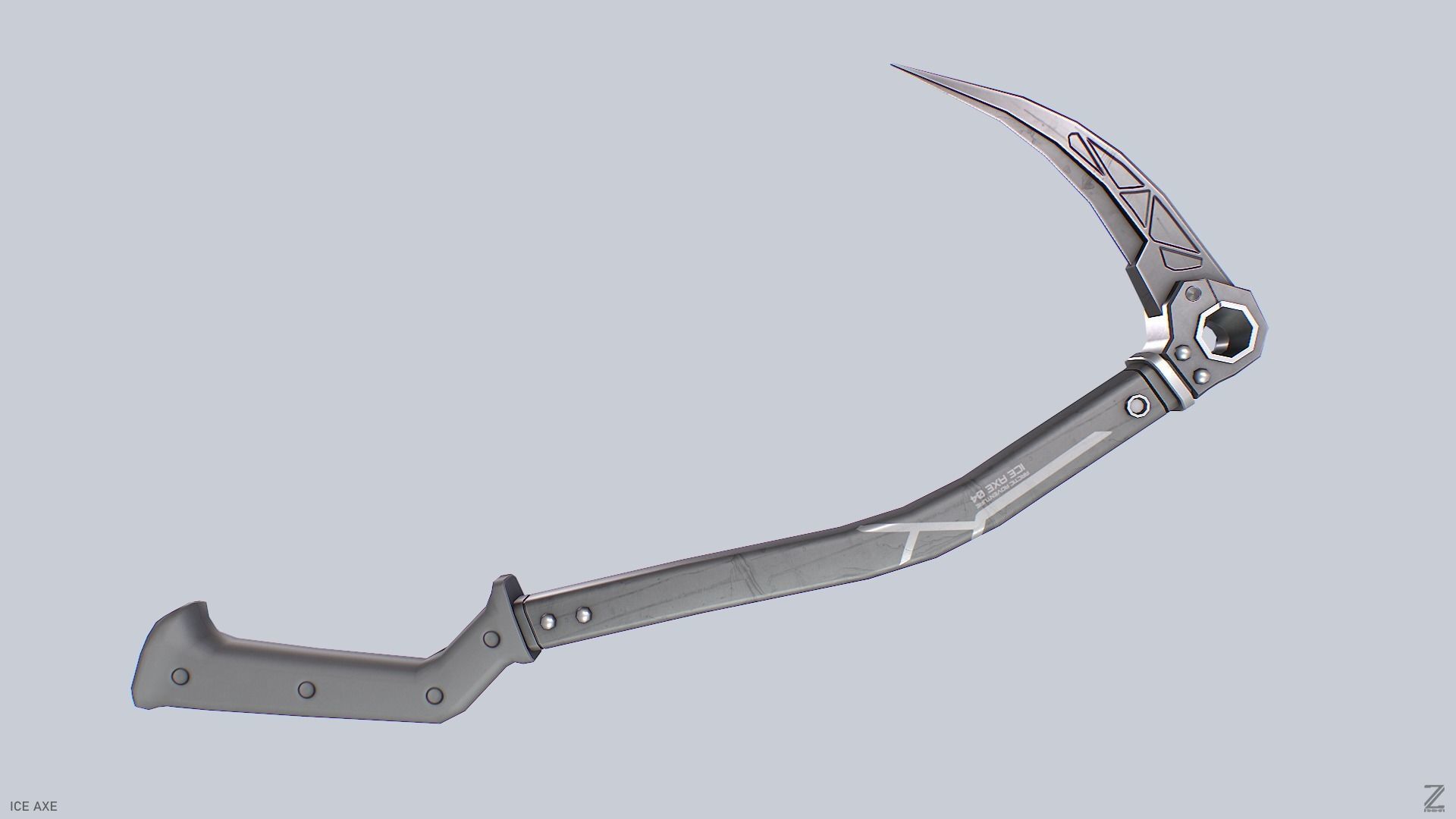 Ice axe Low-poly 3D model_5