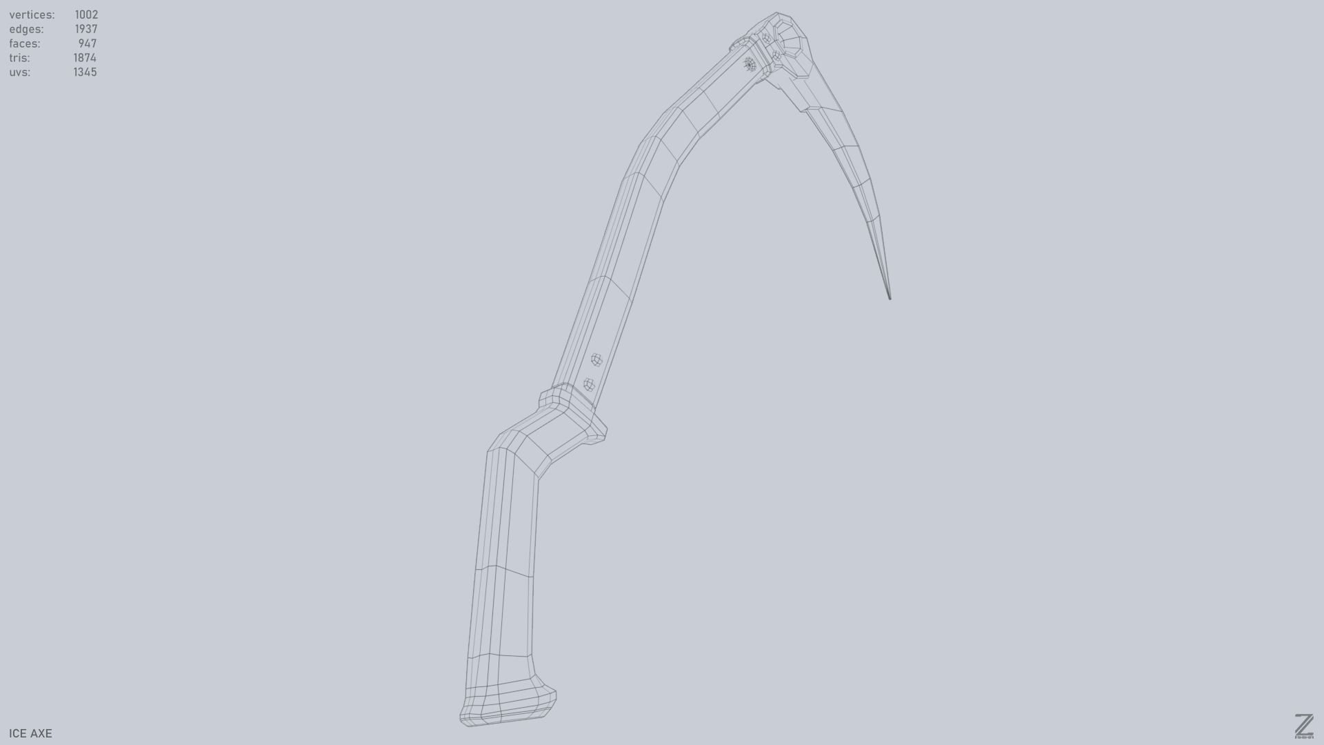 Ice axe Low-poly 3D model_14