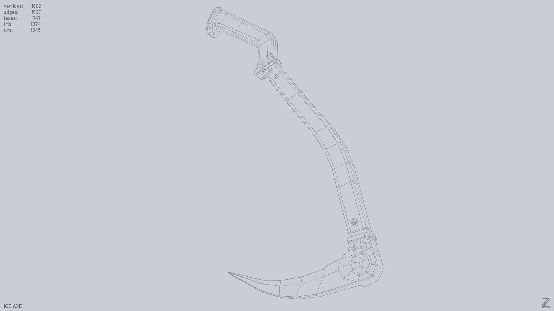 Ice axe Low-poly 3D model_12