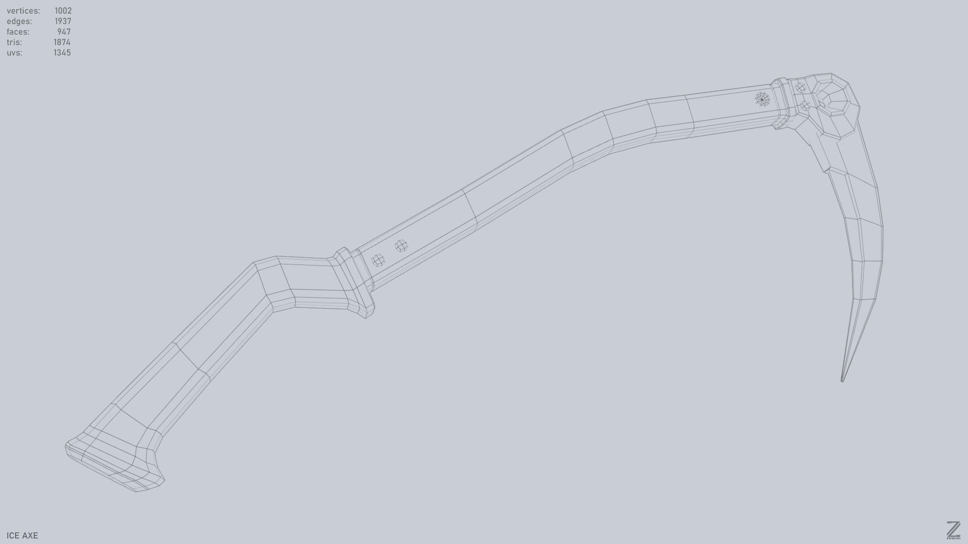 Ice axe Low-poly 3D model_13