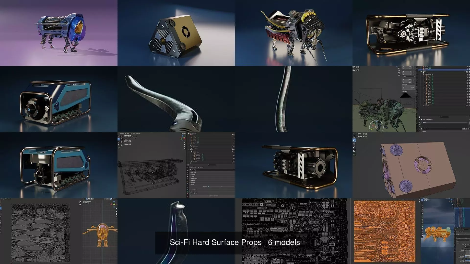 Sci-Fi Hard Surface Props 3D Model Collection_0