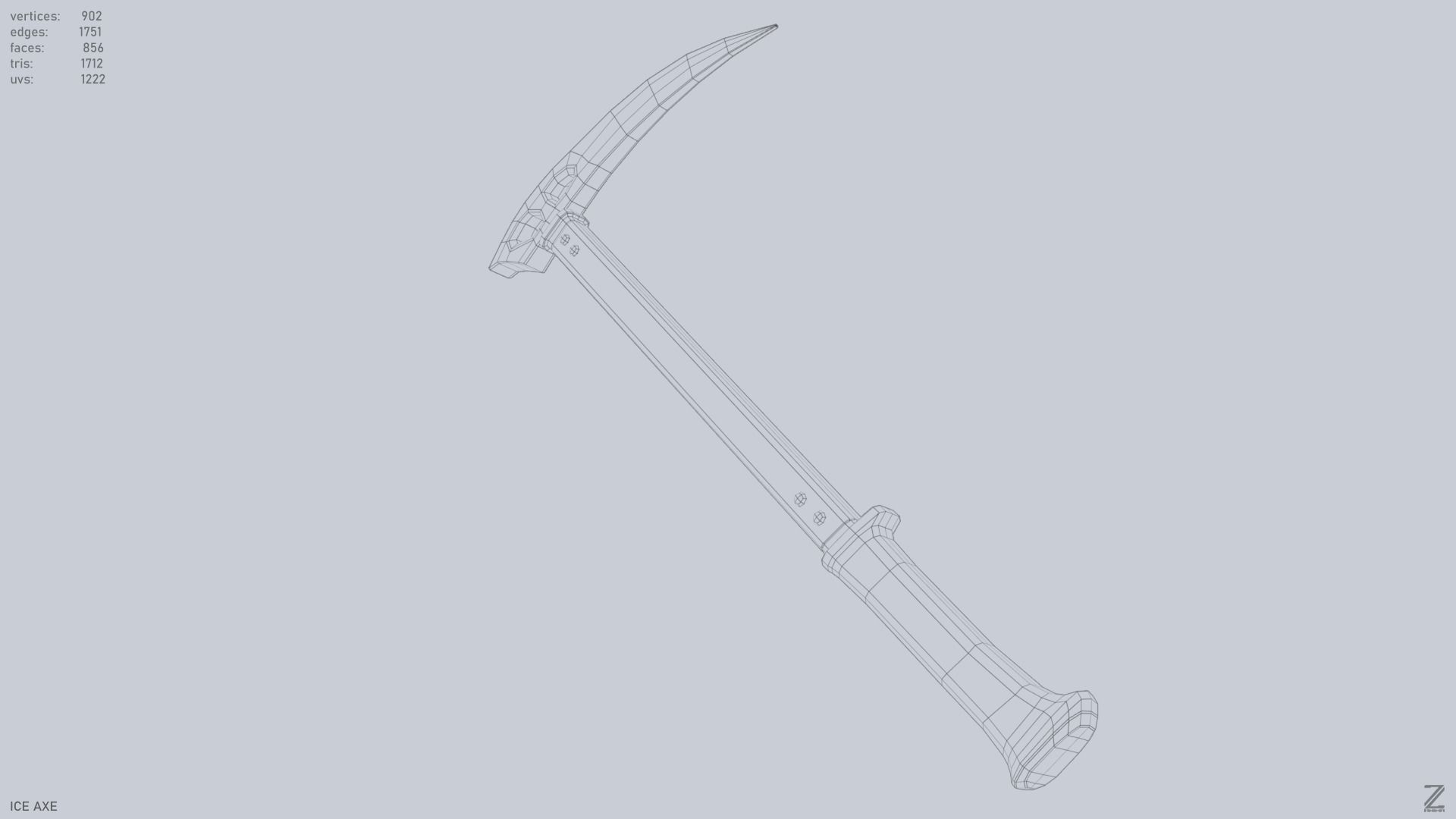 Ice axe Low-poly 3D model_15