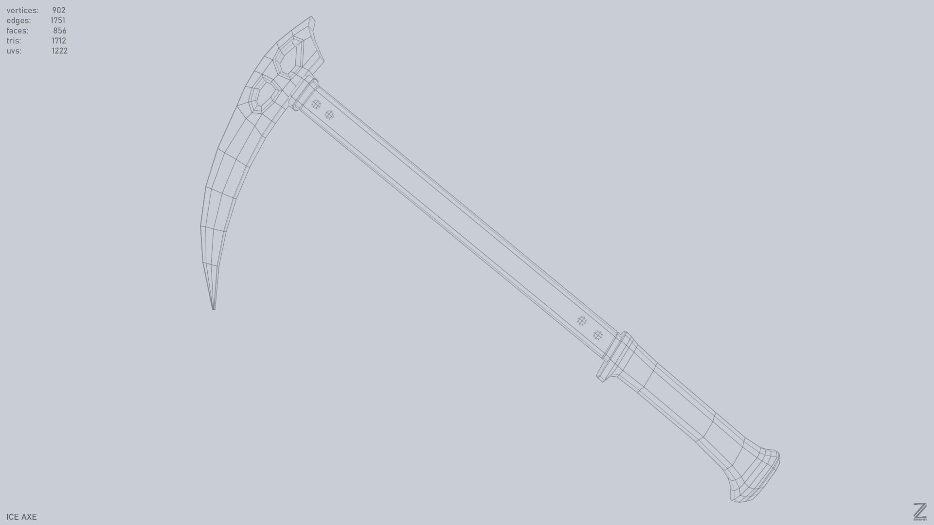 Ice axe Low-poly 3D model_10