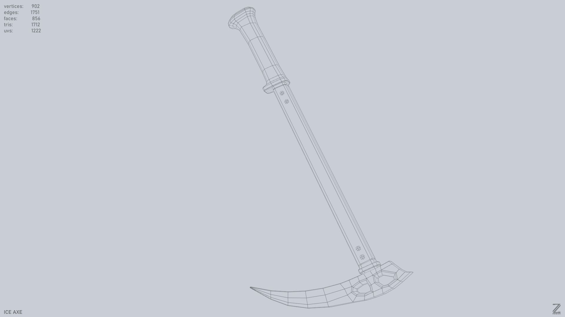 Ice axe Low-poly 3D model_12