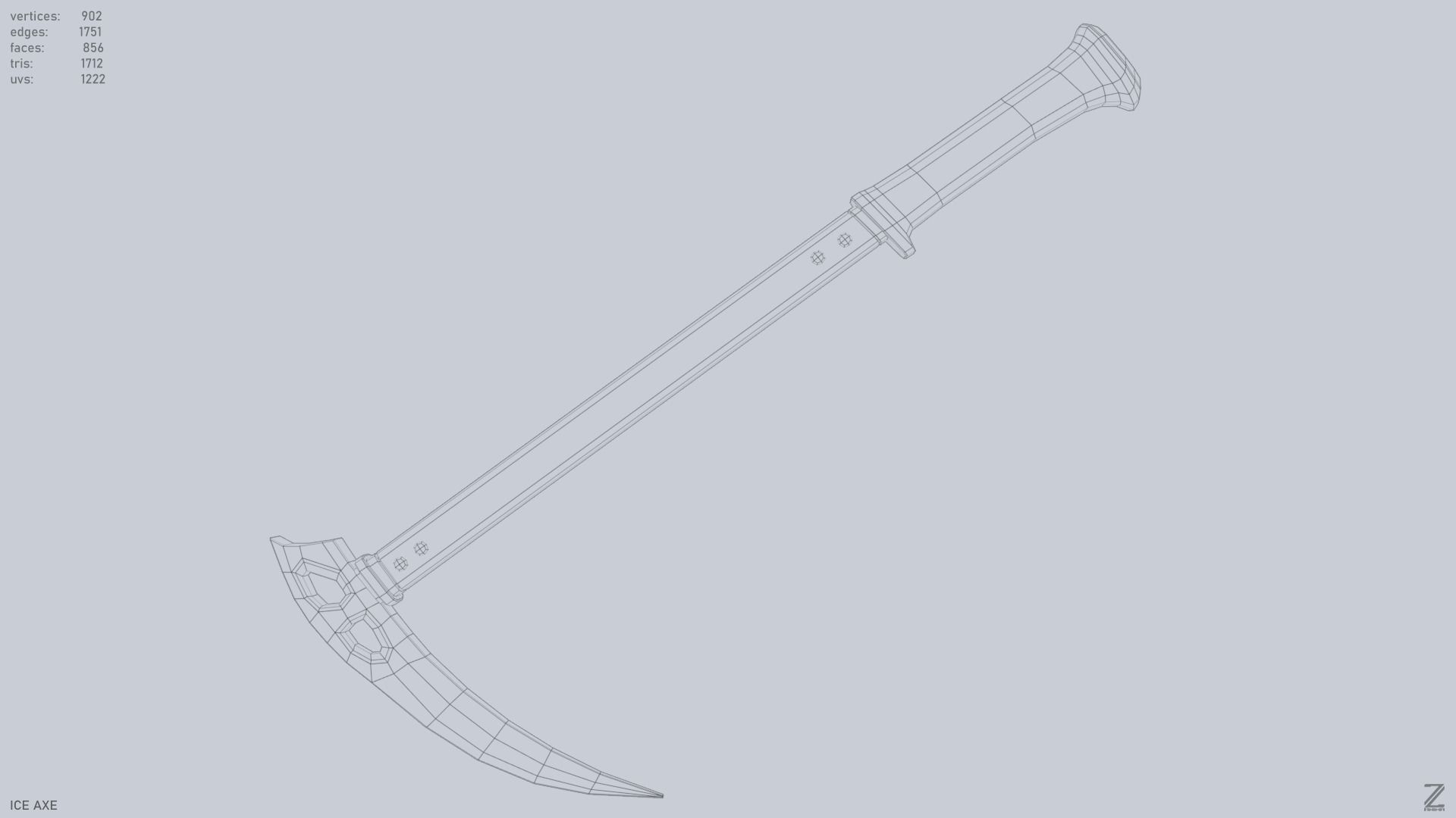 Ice axe Low-poly 3D model_11