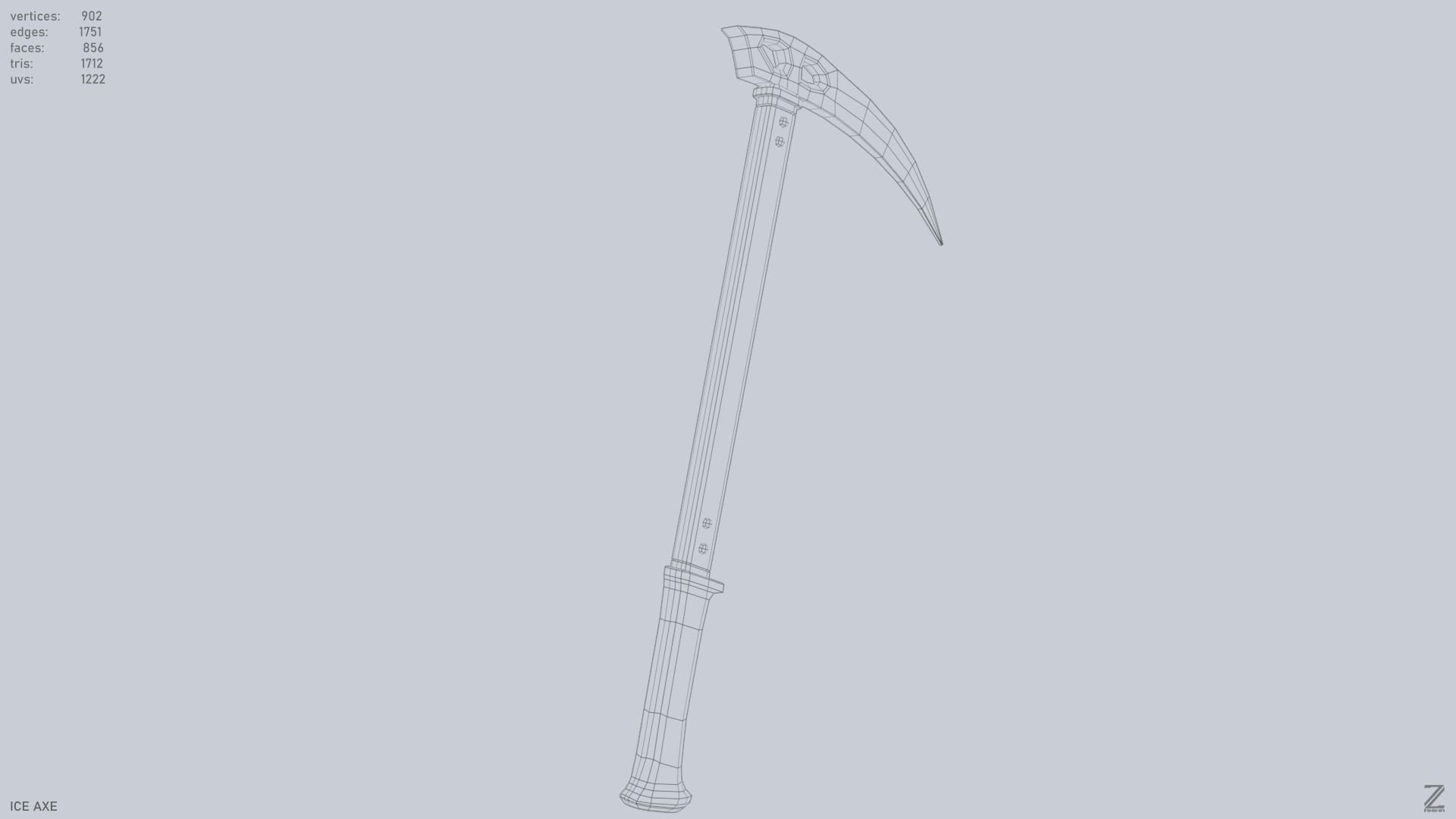 Ice axe Low-poly 3D model_13