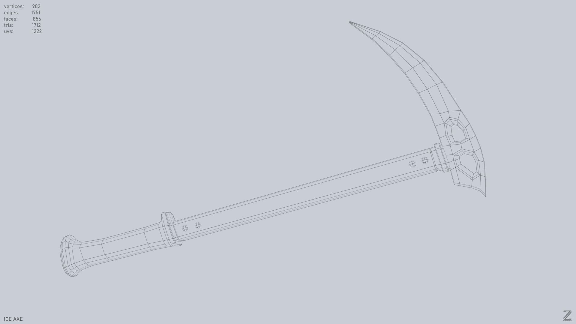 Ice axe Low-poly 3D model_14