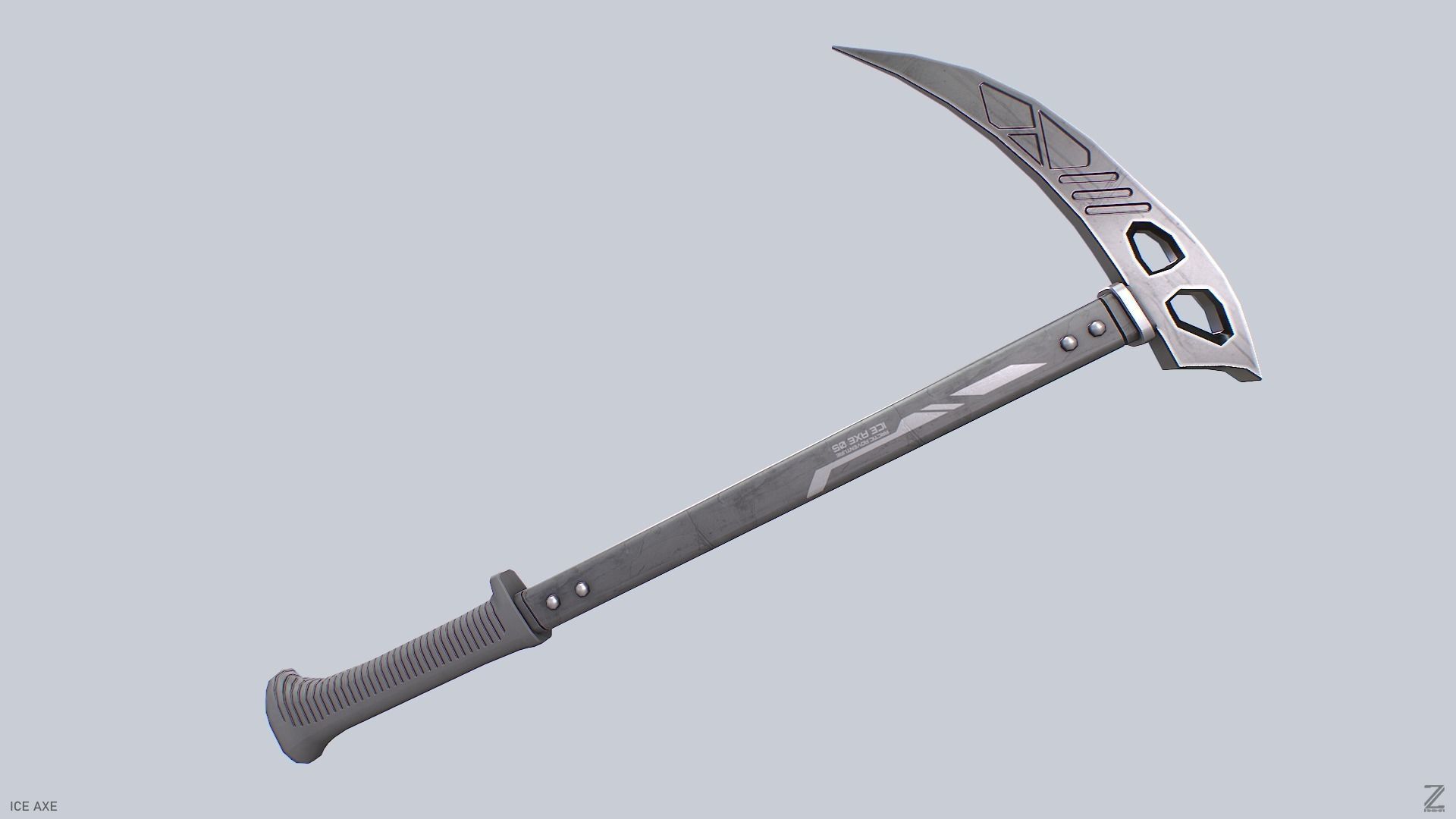 Ice axe Low-poly 3D model_4