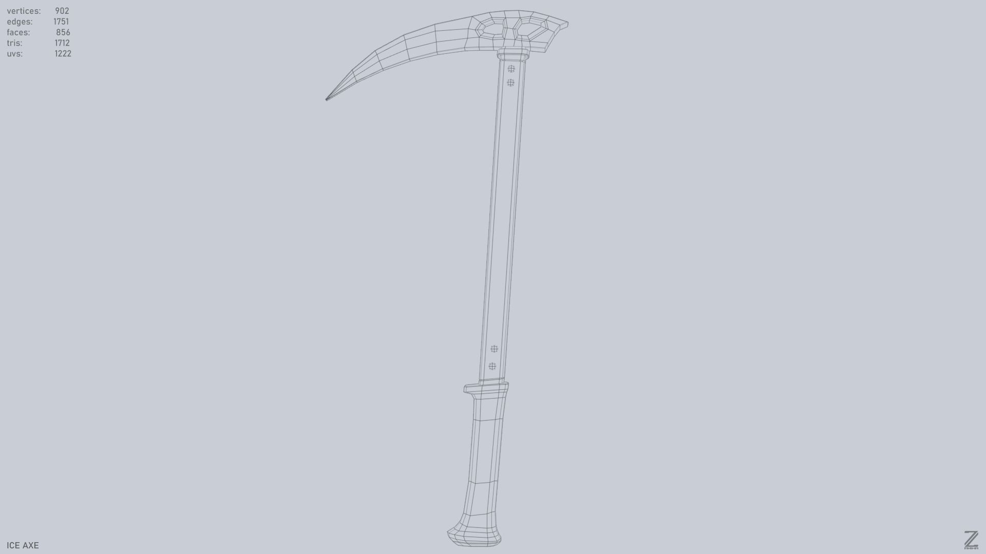 Ice axe Low-poly 3D model_9