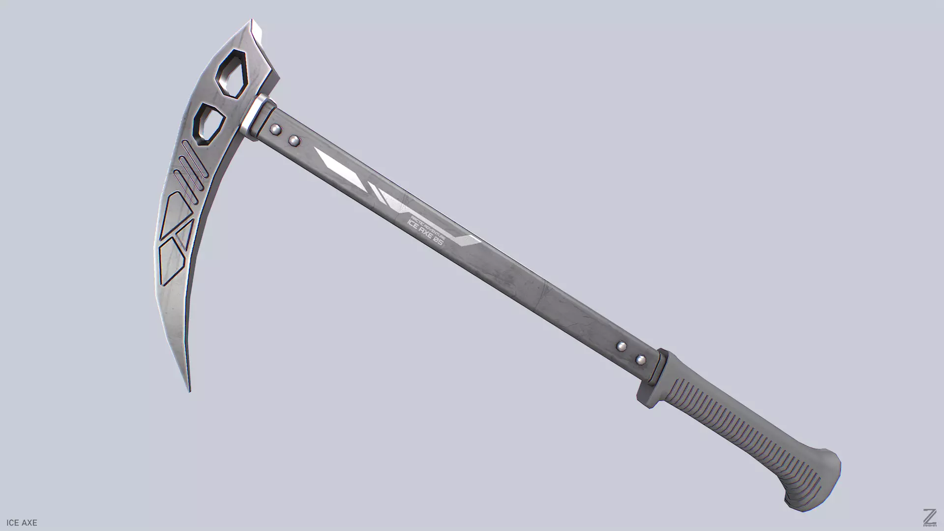 Ice axe Low-poly 3D model_0