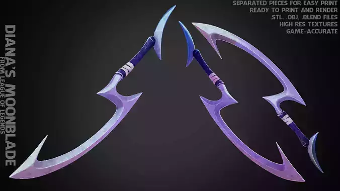 League of Legends Diana Crescent Moonblade for Cosplay 3D print model