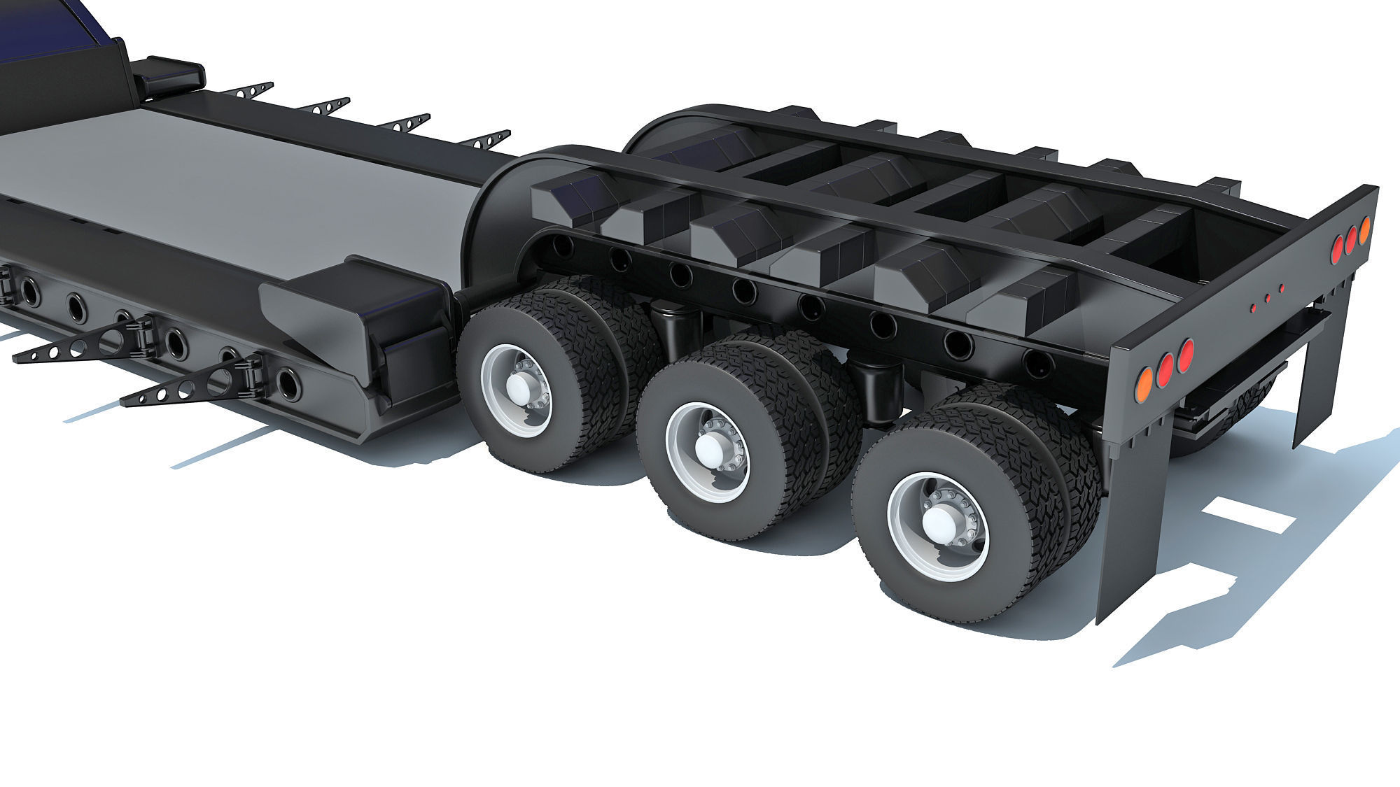 Truck with Lowboy Trailer 3D model_15