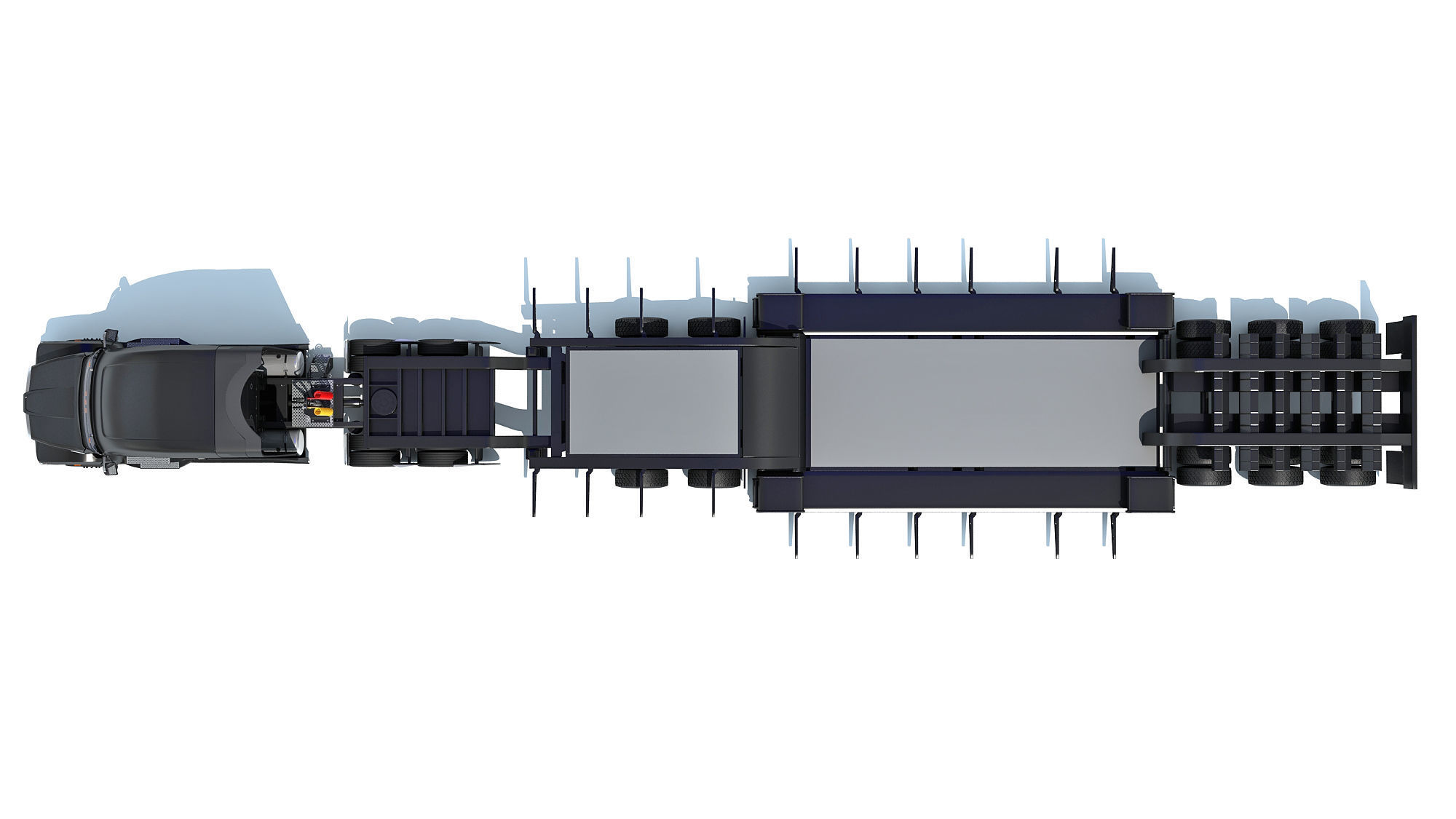 Truck with Lowboy Trailer 3D model_11