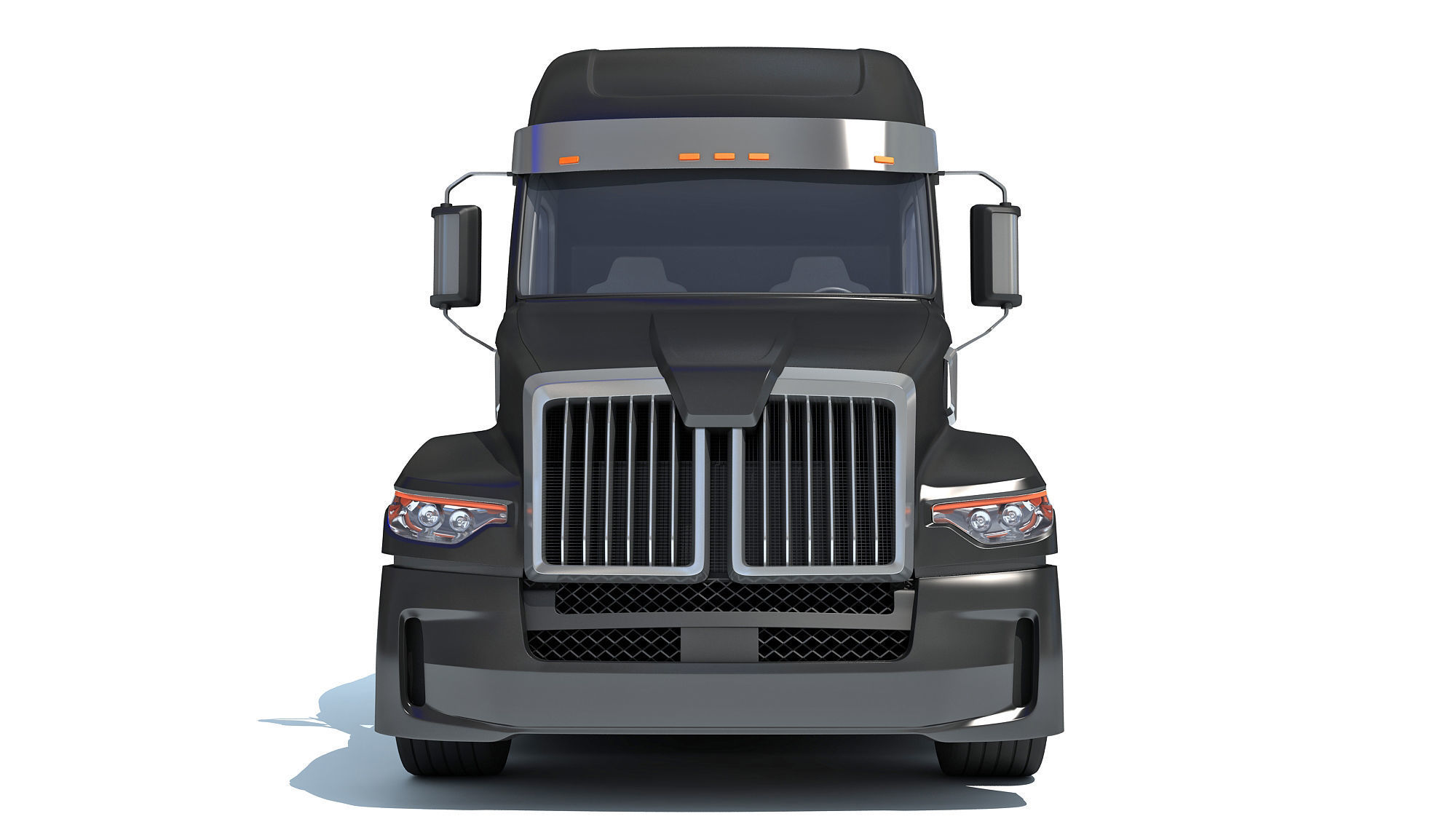 Truck with Lowboy Trailer 3D model_10
