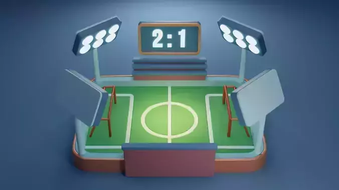 Football Soccer Field Low Poly