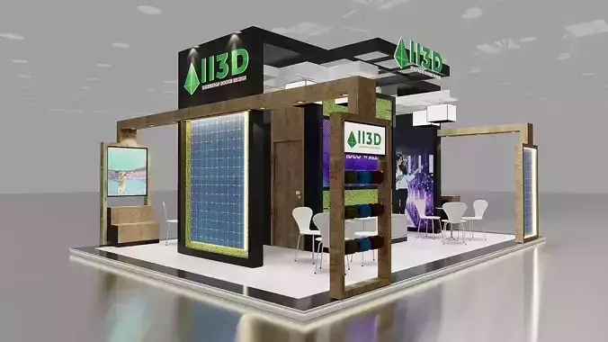 Exhibition Stand Stall Four Side Open 8X9 3D model