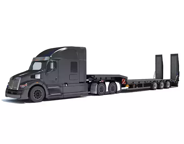 Truck with Platform Trailer 3D model