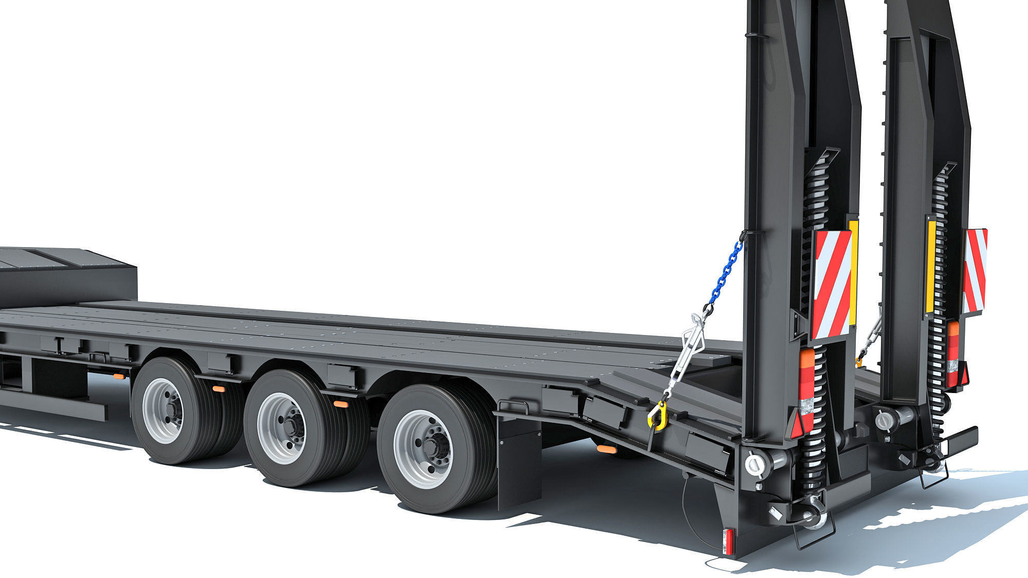 Truck with Platform Trailer 3D model_15