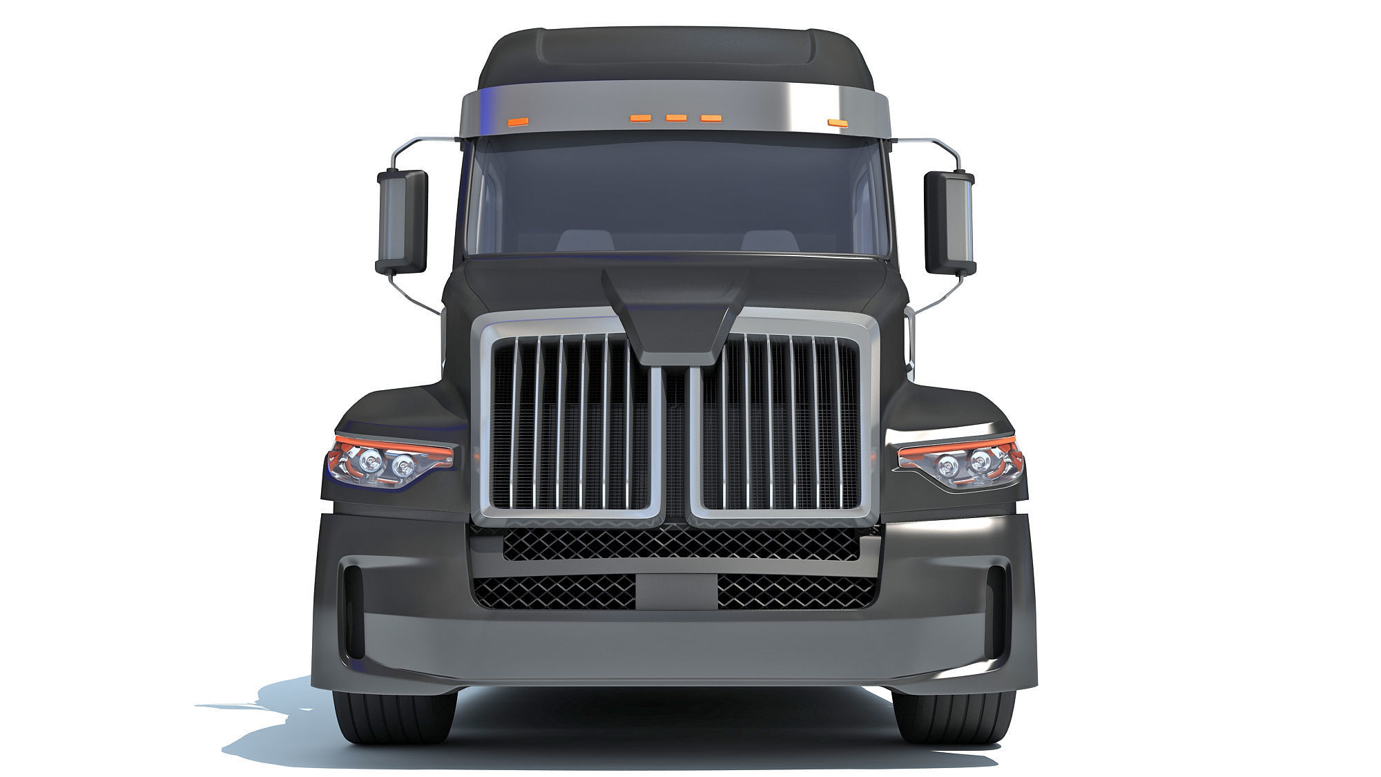 Truck with Platform Trailer 3D model_10