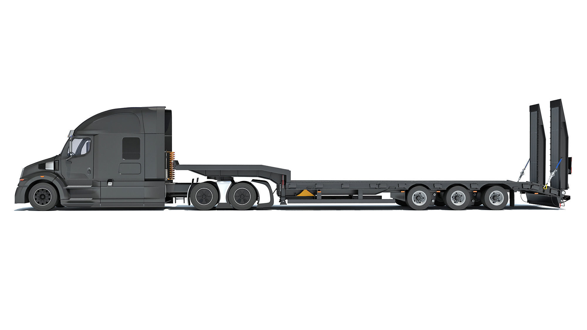 Truck with Platform Trailer 3D model_1