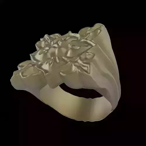 Flower signet ring