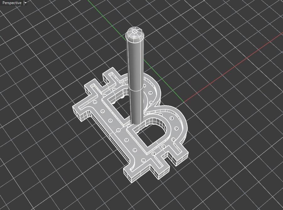 Bitcoin stud earring with gems 3D print model_12