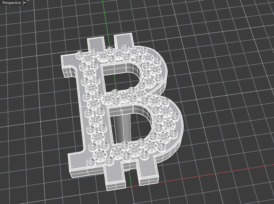 Bitcoin stud earring with gems 3D print model_11