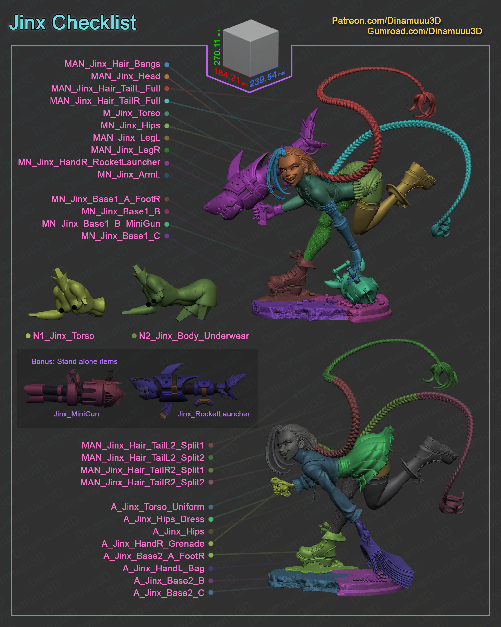 Jinx League of Legends Multi Version SFW NSFW STL 3D print model_6