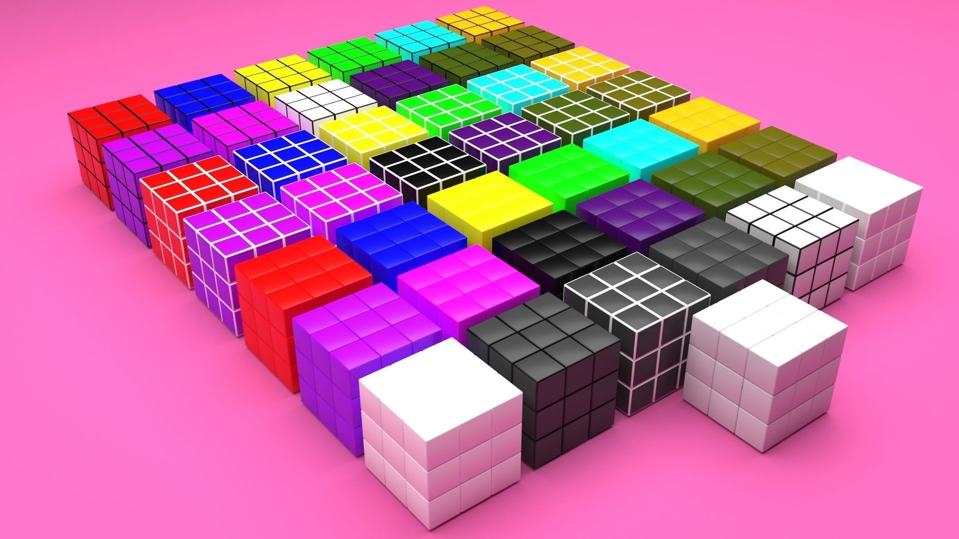 One Colored Rubiks Cubes Set 3D model_66