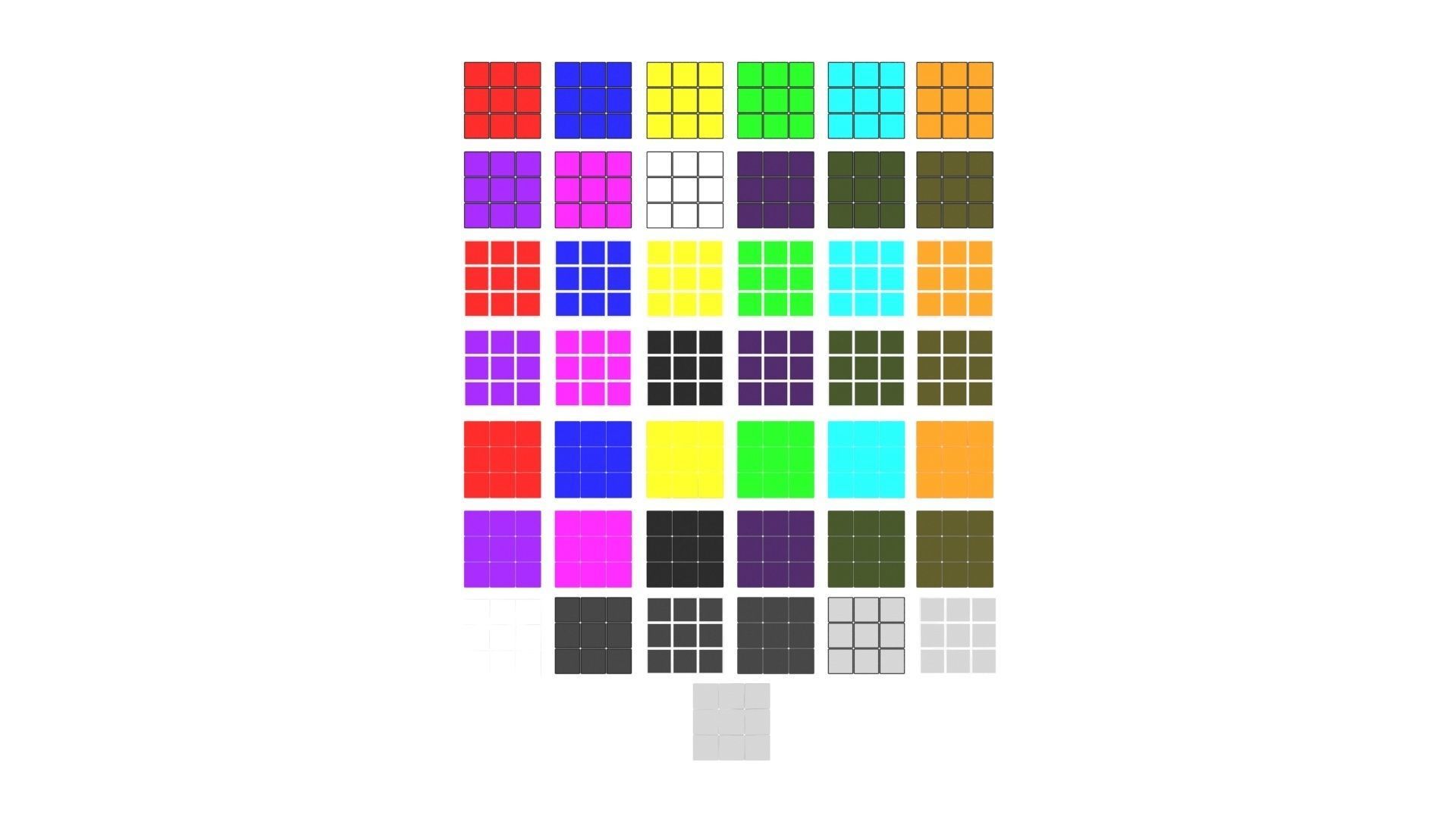 One Colored Rubiks Cubes Set 3D model_48