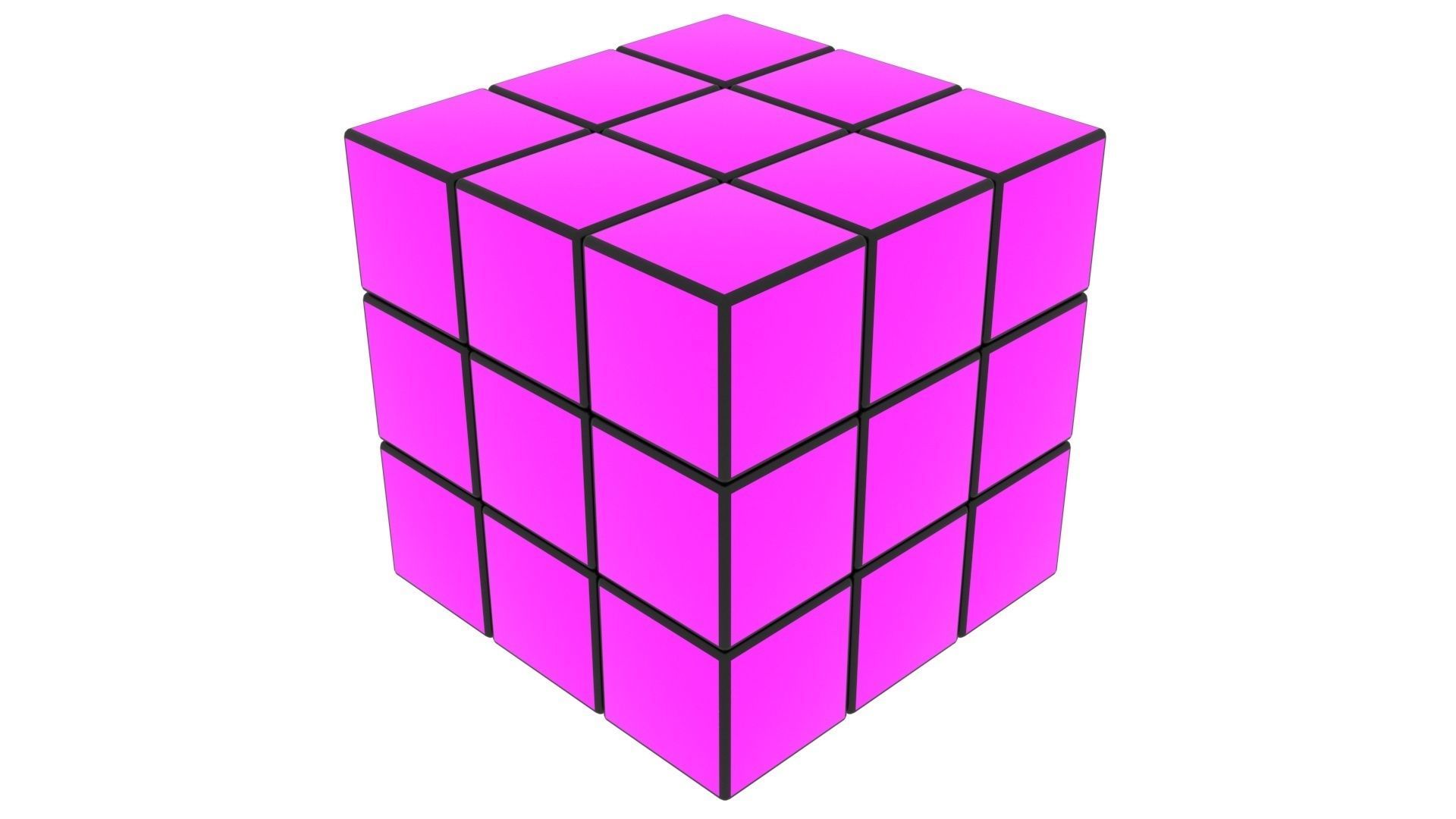 One Colored Rubiks Cubes Set 3D model_12