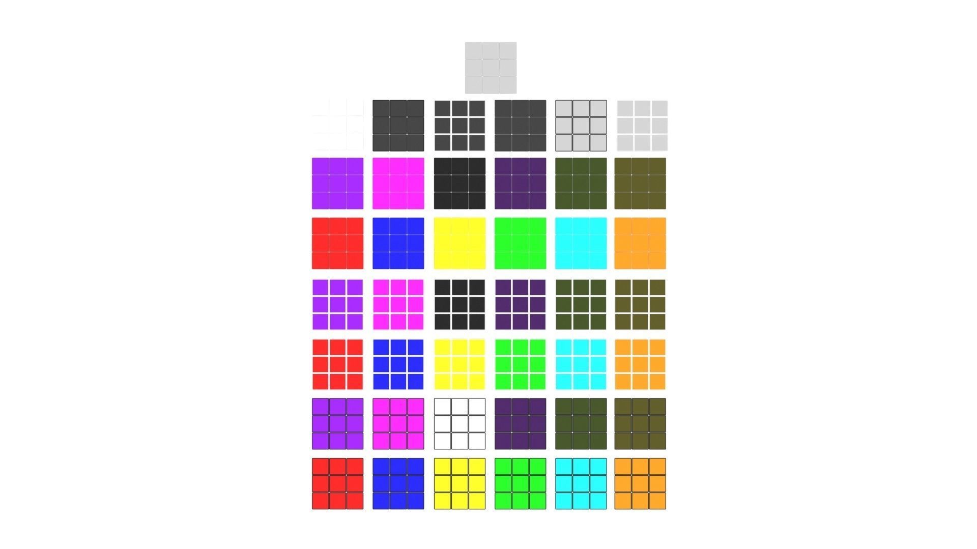 One Colored Rubiks Cubes Set 3D model_51