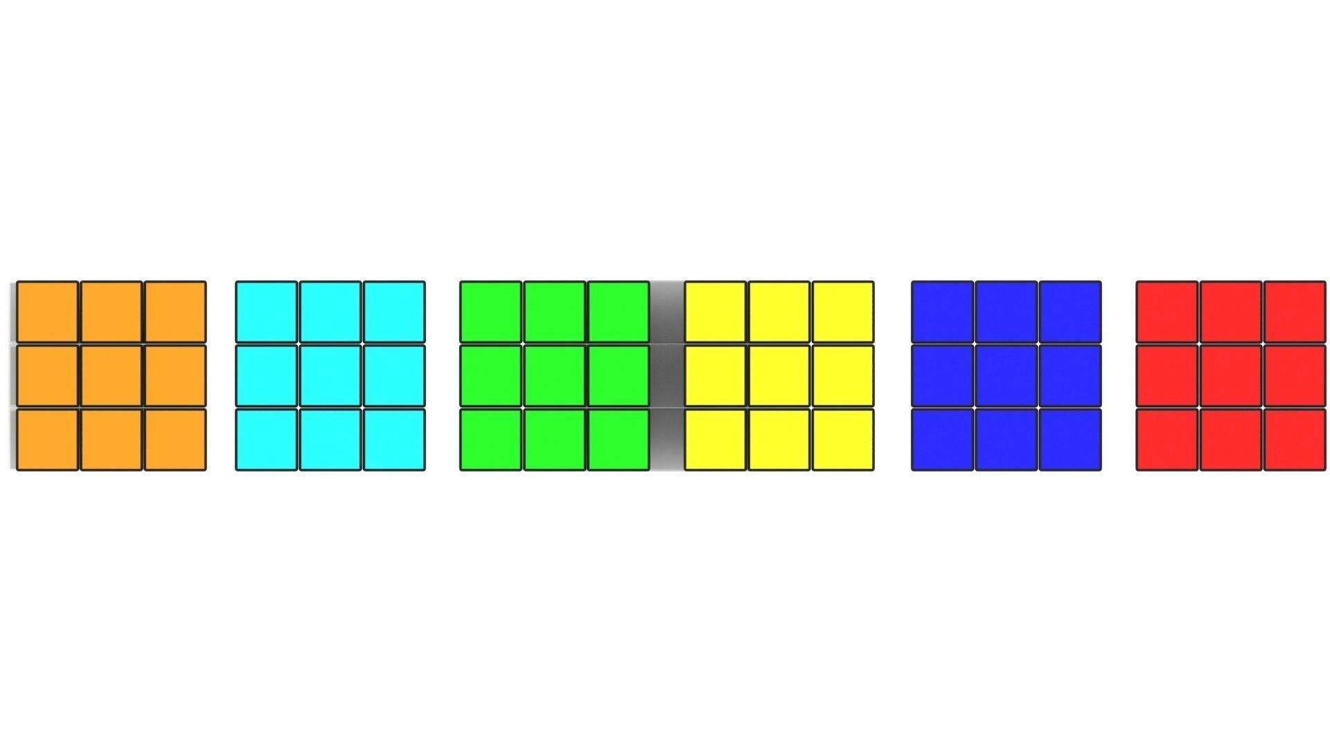 One Colored Rubiks Cubes Set 3D model_52