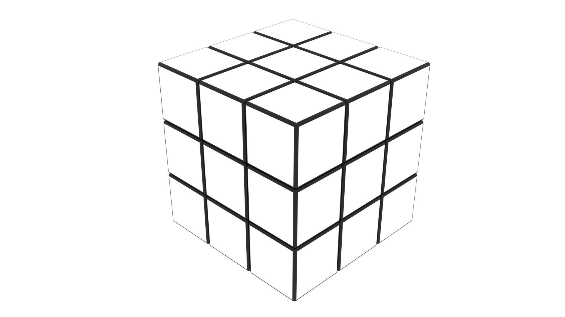 One Colored Rubiks Cubes Set 3D model_13