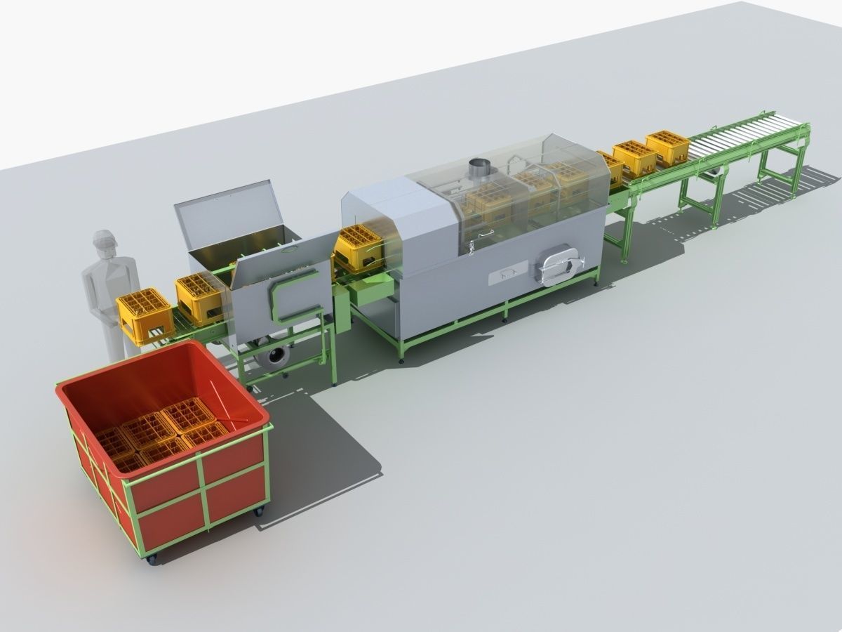 Industrial Equipment 8-Box Washing Machines Automatic 3D model_1