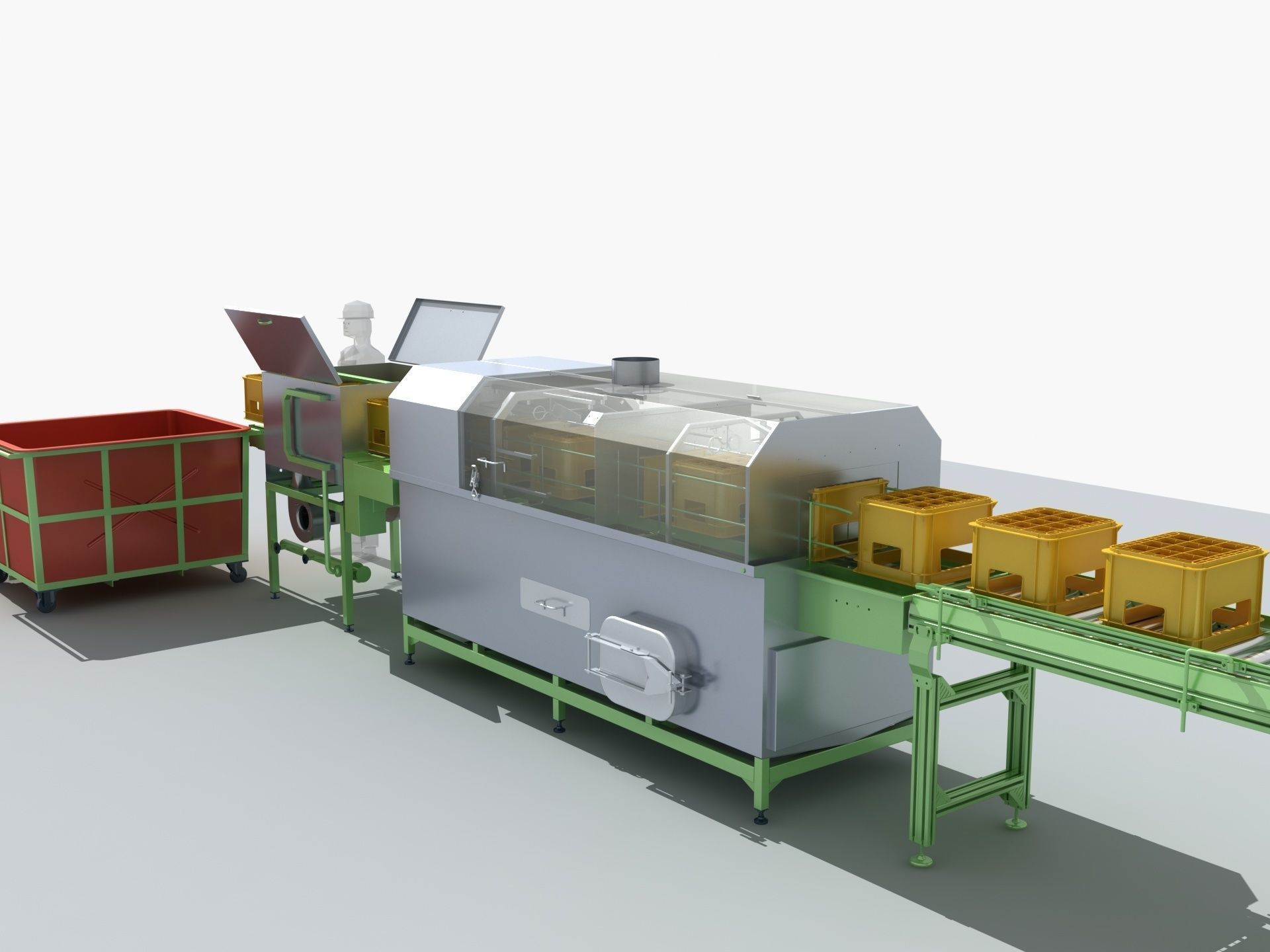 Industrial Equipment 8-Box Washing Machines Automatic 3D model_4